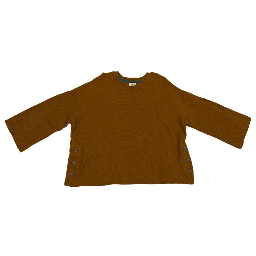 (NWOT) St. John’s Bay 0X Mustard Ribbed Knit Top | Buttons Side Boxy Sweater